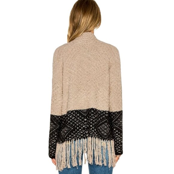 BCBGMAXAZRIA Eliana Knit Jacquard Fringe Cardigan Oversized Colorblock REVOLVE - Picture 7 of 16